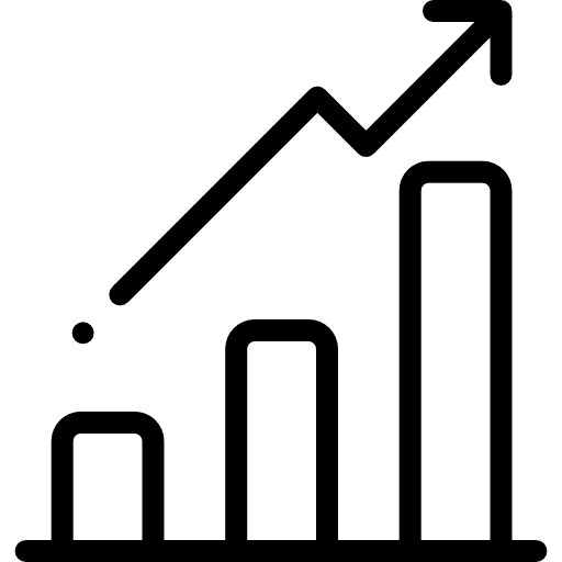Stock market growth chart icon