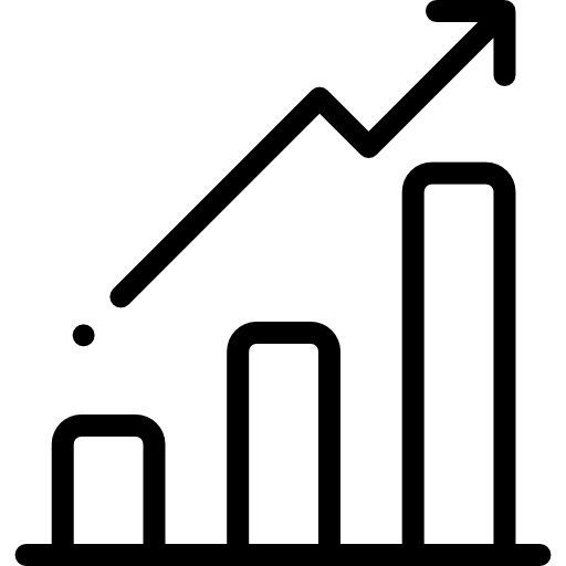 Stock market growth chart icon