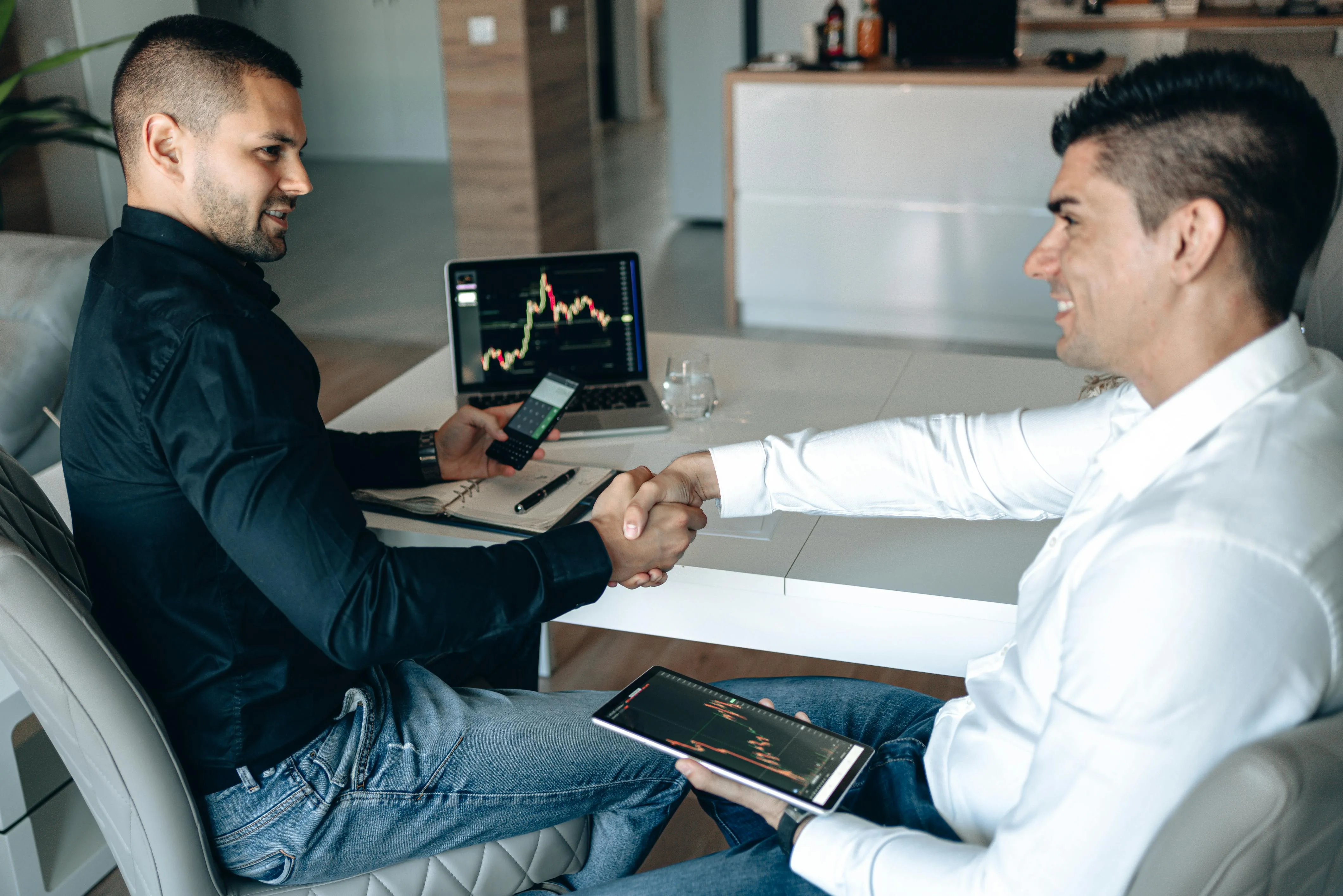 Financial market analysis on laptop
