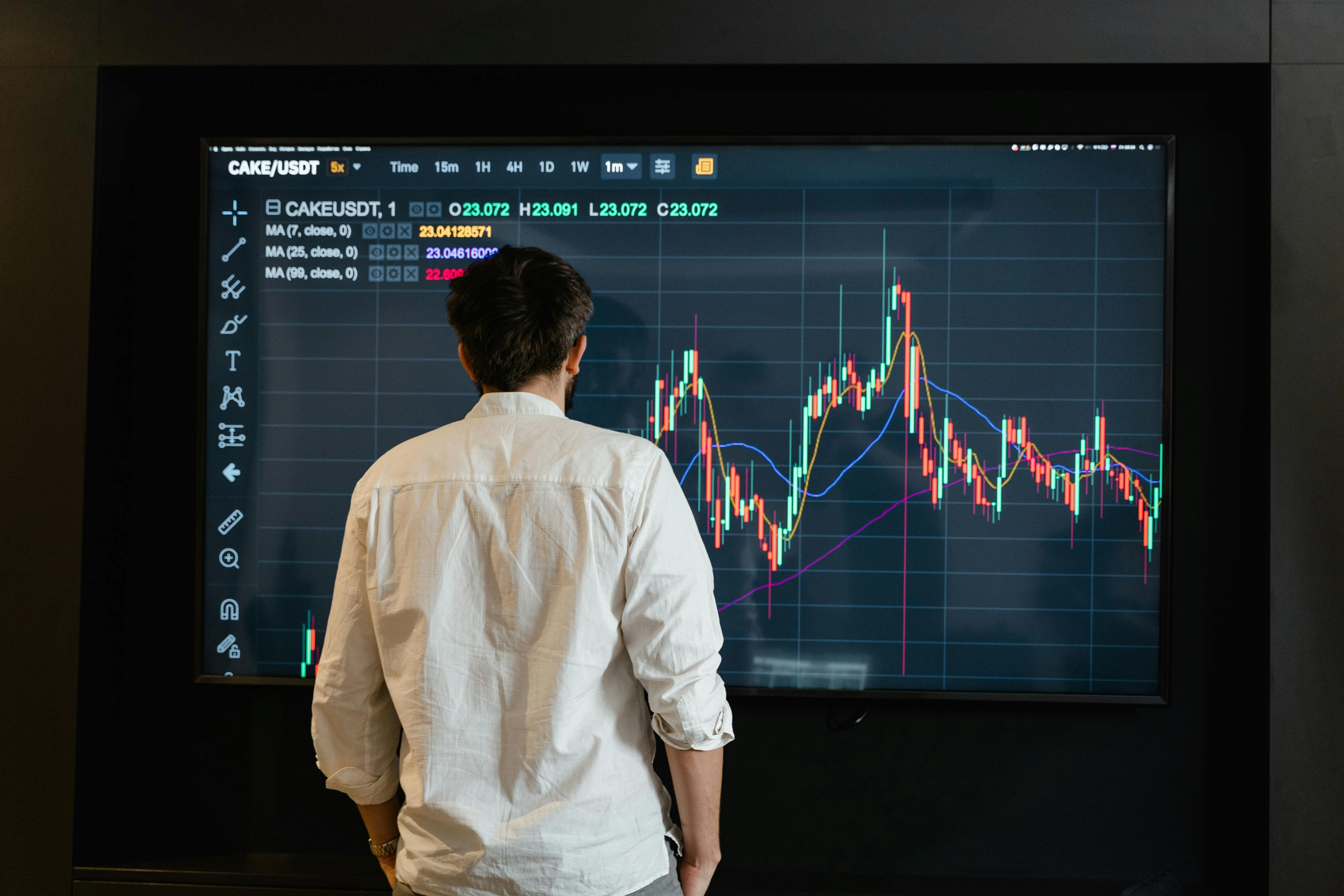 Stock market analyst reviewing trading data