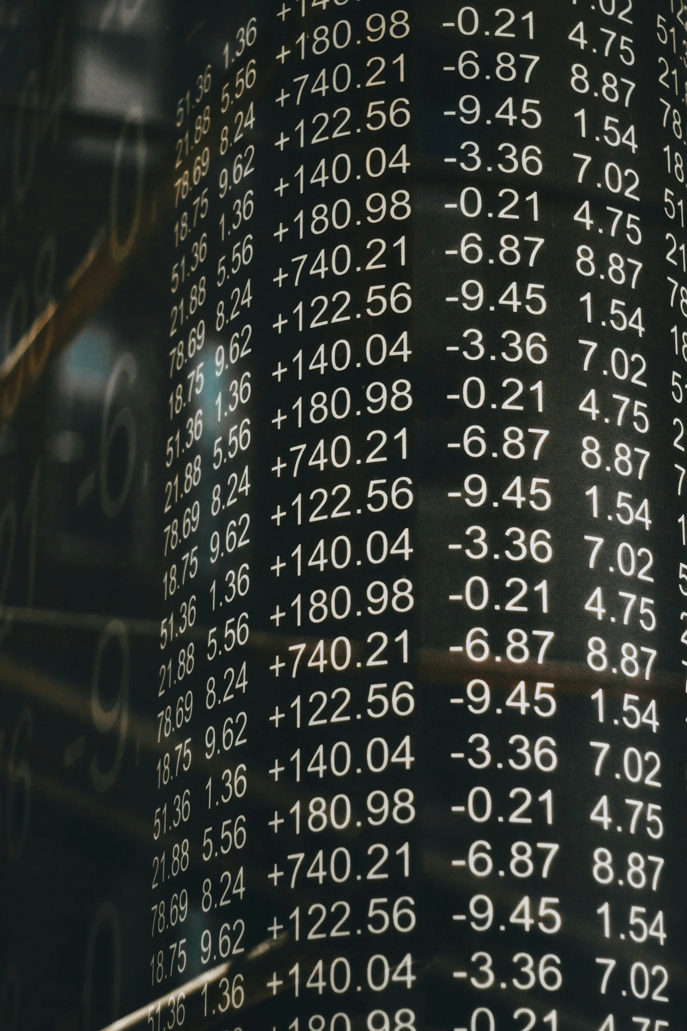Share market price listings screen